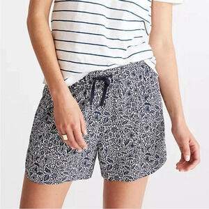 Madewell Drapey Pull-On Shorts in Woodcut Floral XS